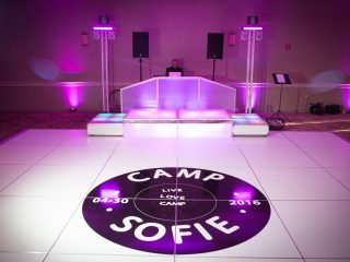 White Dance Floor with Logo in middle